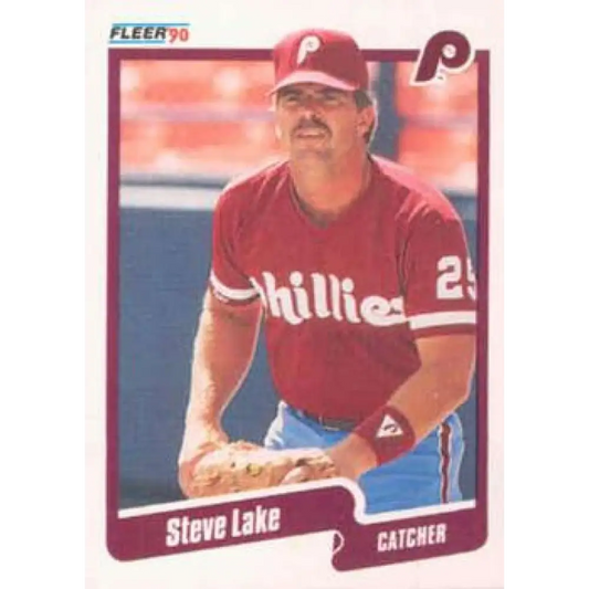 1990 Fleer #566 Steve Lake NM-MT Philadelphia Phillies Baseball Card Image 1