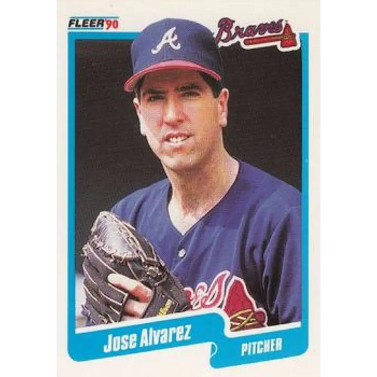 1990 Fleer #574 Jose Alvarez UER NM-MT Atlanta Braves Baseball Card Image 1