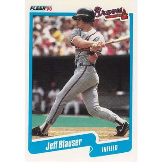 1990 Fleer #576 Jeff Blauser NM-MT Atlanta Braves Baseball Card Image 1