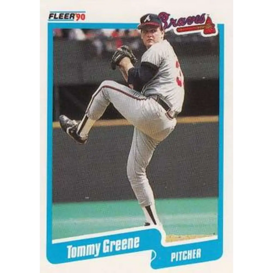 1990 Fleer #584 Tommy Greene NM-MT RC Rookie Atlanta Braves Baseball Card Image 1