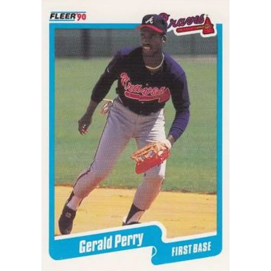 1990 Fleer #592 Gerald Perry NM-MT Atlanta Braves Baseball Card Image 1