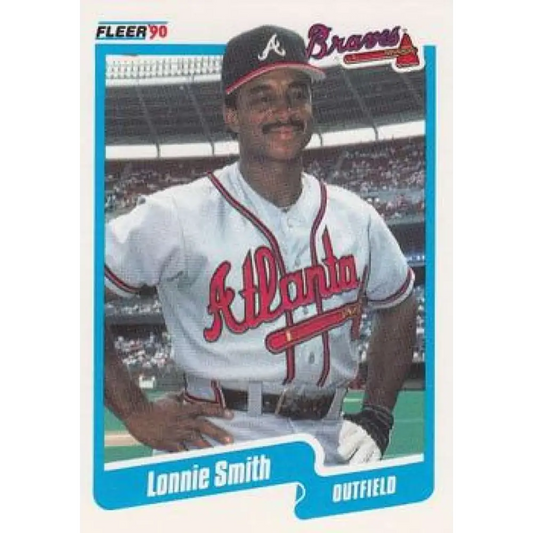 1990 Fleer #593 Lonnie Smith NM-MT Atlanta Braves Baseball Card Image 1