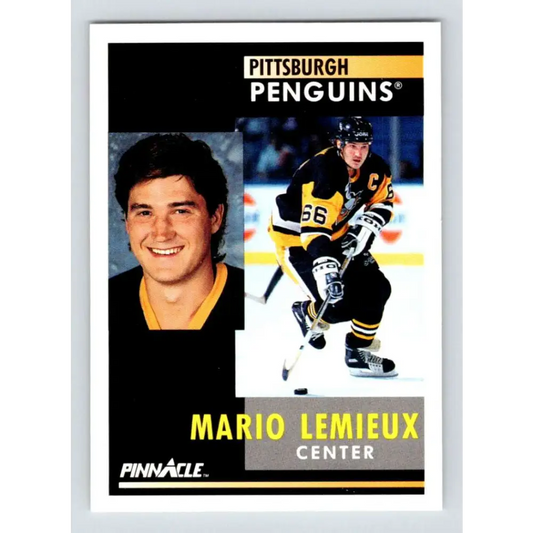 1991-92 Pinnacle #1 Mario Lemieux NM-MT Pittsburgh Penguins Hockey Card Image 1