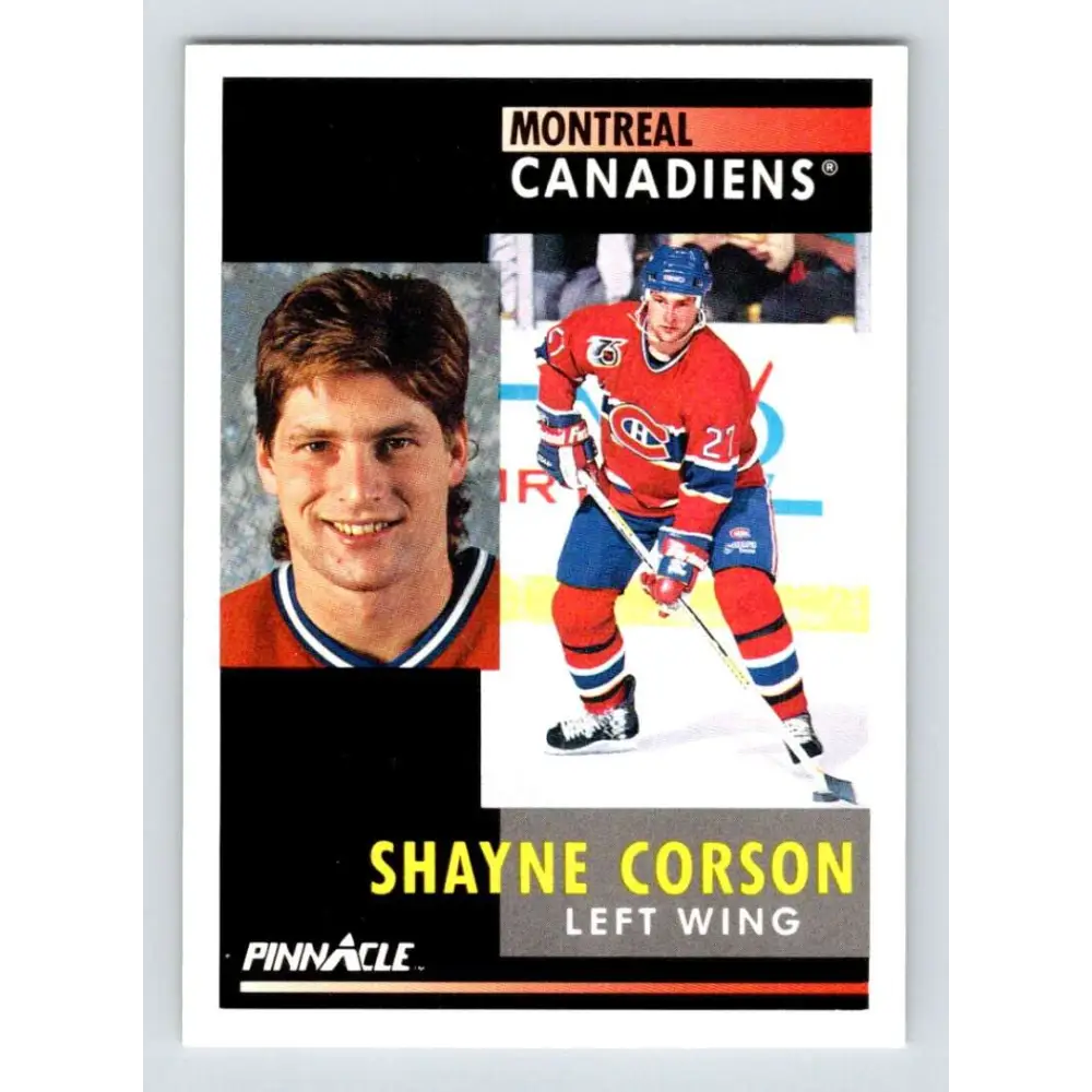 1991-92 Pinnacle #102 Shayne Corson NM-MT Montreal Canadiens Hockey Card Image 1