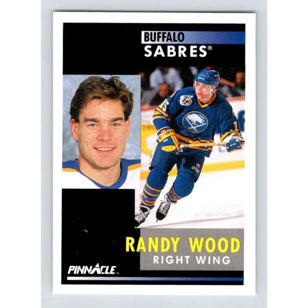 1991-92 Pinnacle #104 Randy Wood NM-MT Buffalo Sabres Hockey Card Image 1