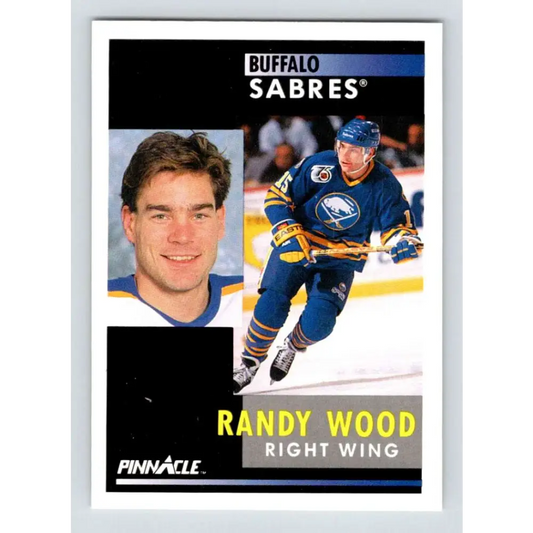 1991-92 Pinnacle #104 Randy Wood NM-MT Buffalo Sabres Hockey Card Image 1
