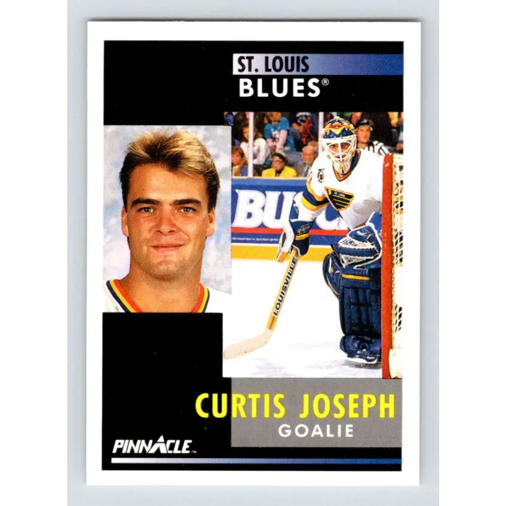 1991-92 Pinnacle #105 Curtis Joseph NM-MT St. Louis Blues Hockey Card Image 1