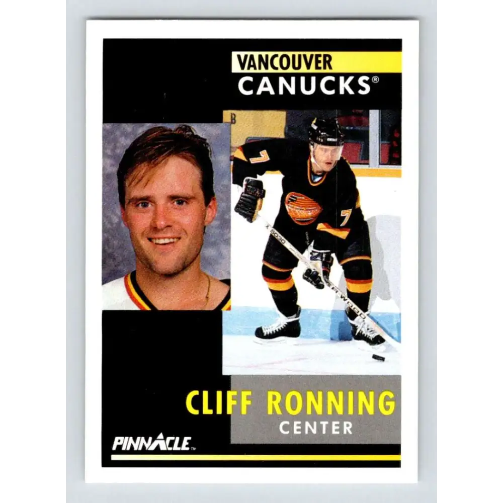 1991-92 Pinnacle #106 Cliff Ronning NM-MT Vancouver Canucks Hockey Card Image 1