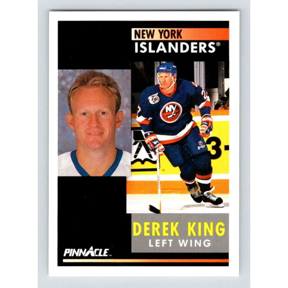 1991-92 Pinnacle #107 Derek King NM-MT New York Islanders Hockey Card Image 1