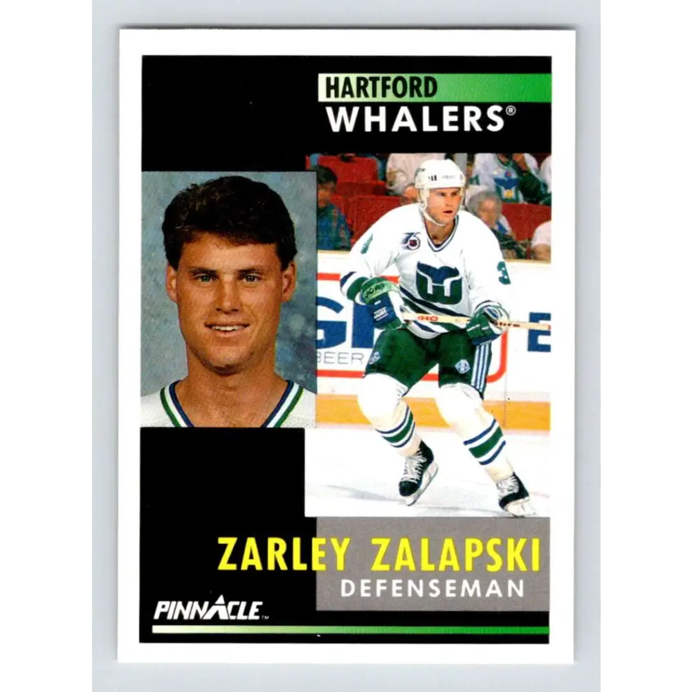 1991-92 Pinnacle #110 Zarley Zalapski NM-MT Hartford Whalers Hockey Card Image 1