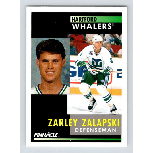 1991-92 Pinnacle #110 Zarley Zalapski NM-MT Hartford Whalers Hockey Card Image 1