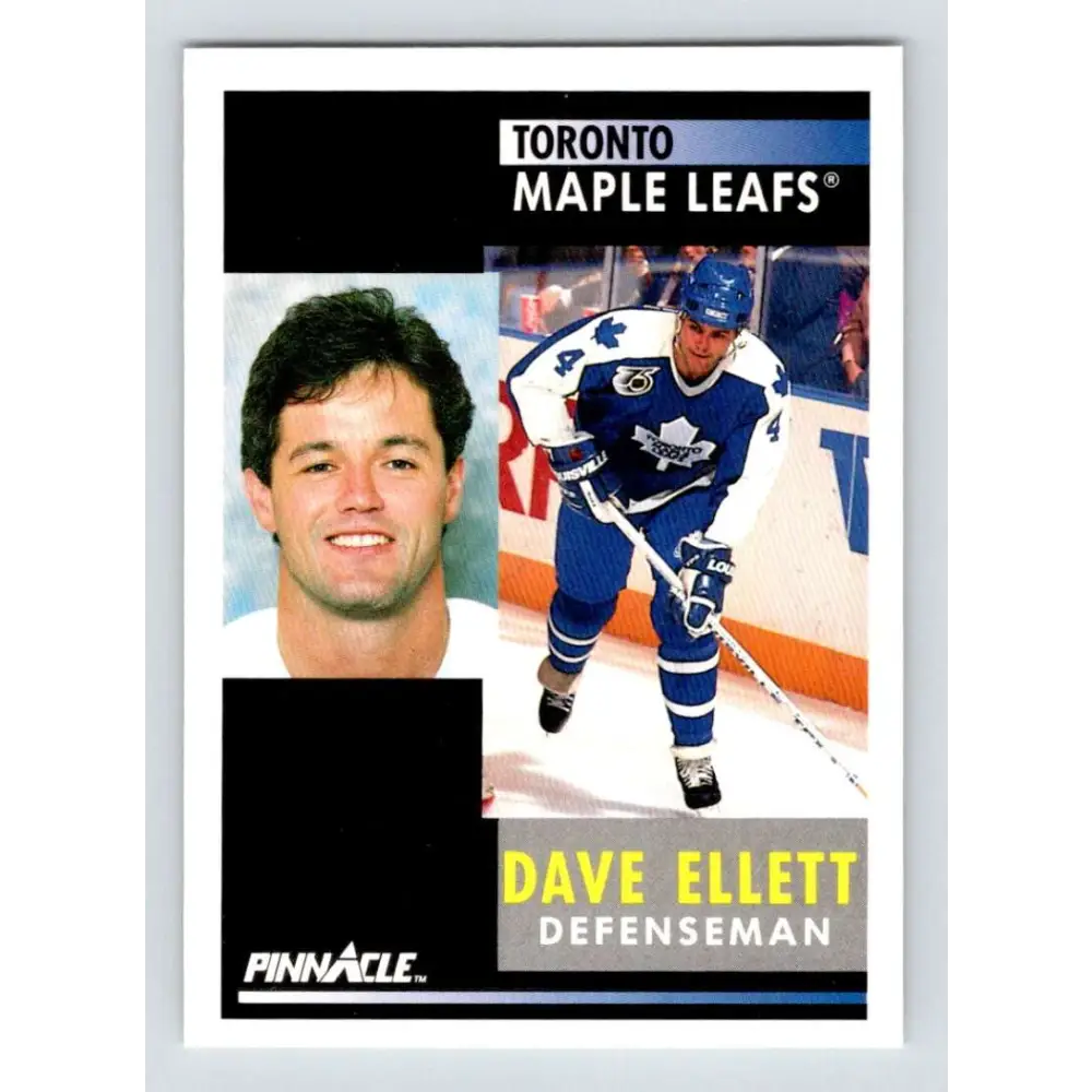 1991-92 Pinnacle #111 Dave Ellett NM-MT Toronto Maple Leafs Hockey Card Image 1