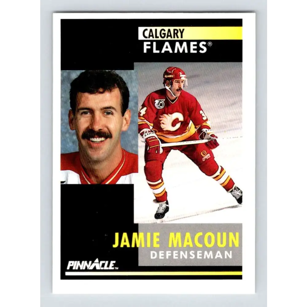 1991-92 Pinnacle #114 Jamie Macoun NM-MT Calgary Flames Hockey Card Image 1