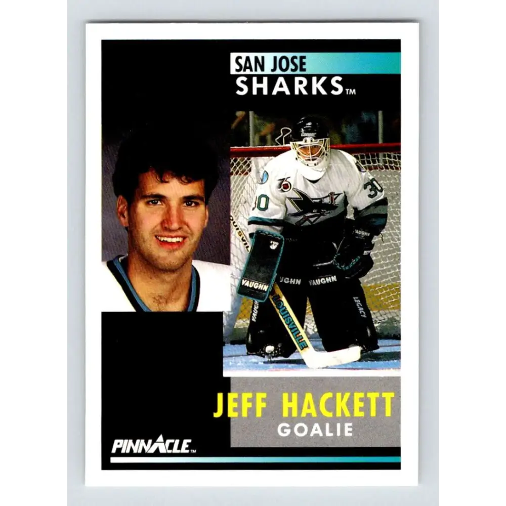 1991-92 Pinnacle #119 Jeff Hackett NM-MT San Jose Sharks Hockey Card Image 1