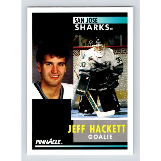 1991-92 Pinnacle #119 Jeff Hackett NM-MT San Jose Sharks Hockey Card Image 1