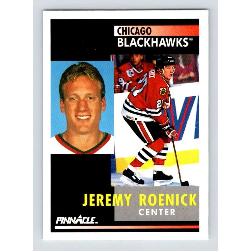 1991-92 Pinnacle #120 Jeremy Roenick NM-MT Chicago Blackhawks Hockey Card Image 1