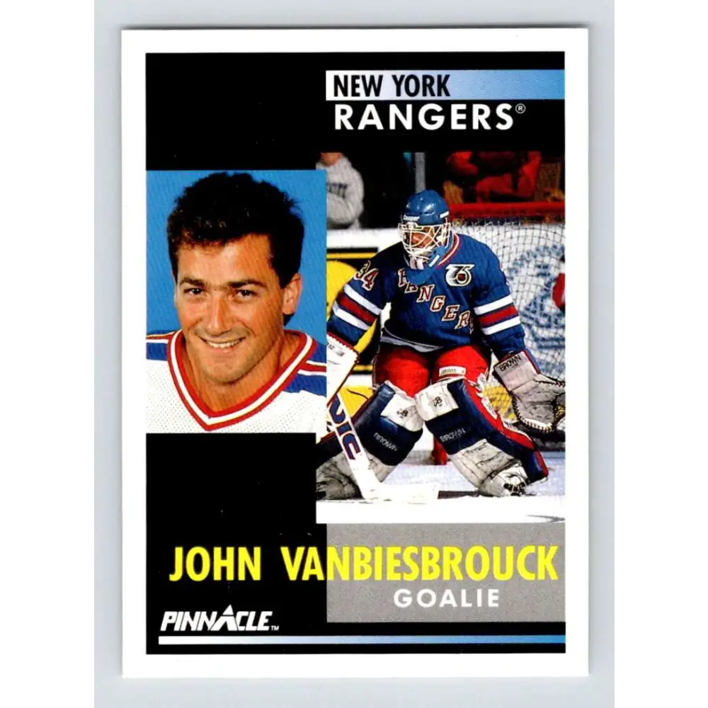 1991-92 Pinnacle #121 John Vanbiesbrouck NM-MT New York Rangers Hockey Card Image 1