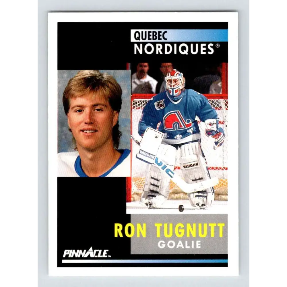1991-92 Pinnacle #124 Ron Tugnutt NM-MT Quebec Nordiques Hockey Card Image 1