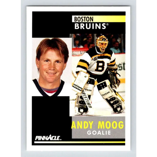 1991-92 Pinnacle #126 Andy Moog NM-MT Boston Bruins Hockey Card Image 1
