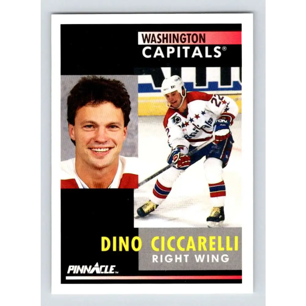1991-92 Pinnacle #128 Dino Ciccarelli NM-MT Washington Capitals Hockey Card Image 1