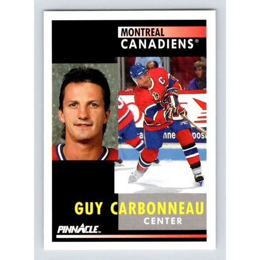 1991-92 Pinnacle #130 Guy Carbonneau NM-MT Montreal Canadiens Hockey Card Image 1