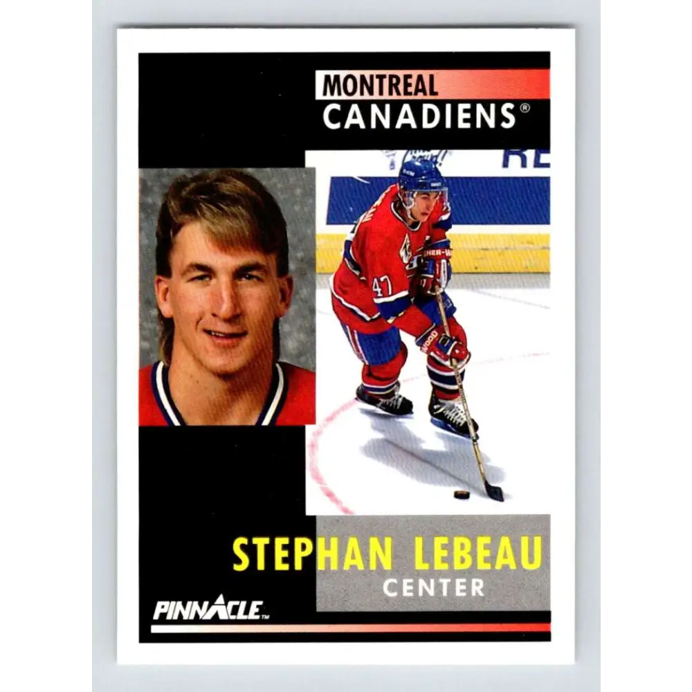 1991-92 Pinnacle #139 Stephan Lebeau NM-MT Montreal Canadiens Hockey Card Image 1