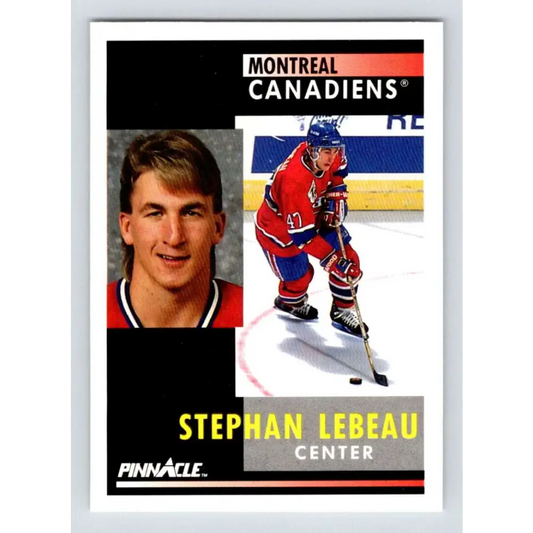 1991-92 Pinnacle #139 Stephan Lebeau NM-MT Montreal Canadiens Hockey Card Image 1