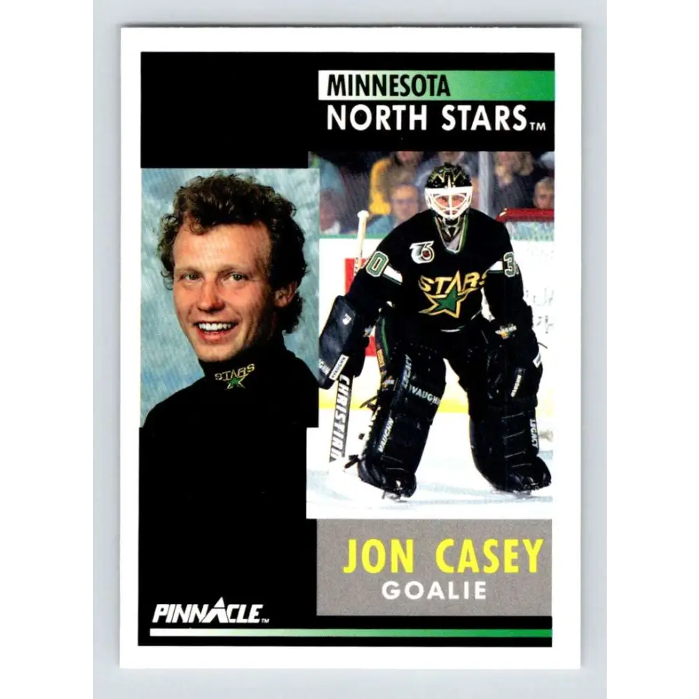 1991-92 Pinnacle #144 Jon Casey NM-MT Minnesota North Stars Hockey Card Image 1