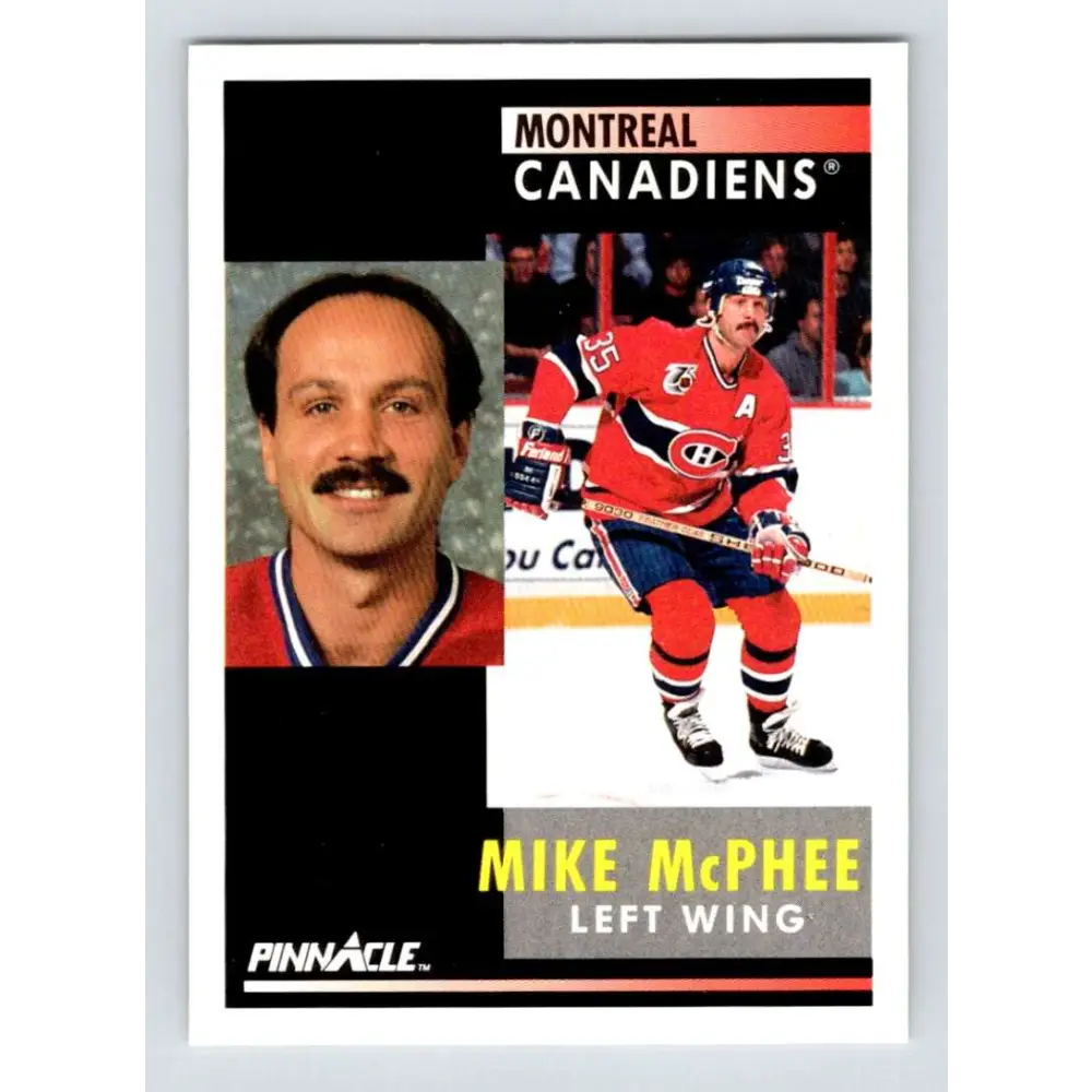 1991-92 Pinnacle #147 Mike McPhee NM-MT Montreal Canadiens Hockey Card Image 1