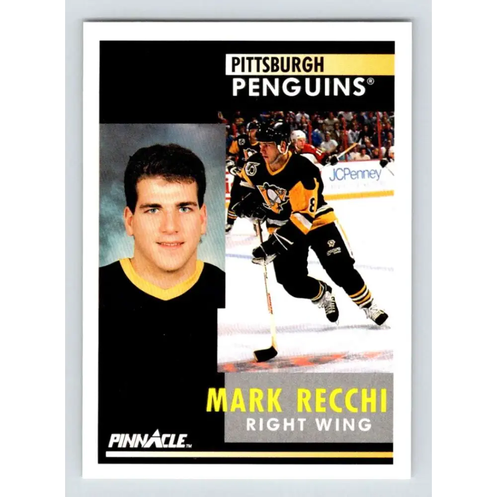 1991-92 Pinnacle #151 Mark Recchi NM-MT Pittsburgh Penguins Hockey Card Image 1