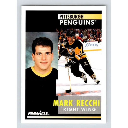 1991-92 Pinnacle #151 Mark Recchi NM-MT Pittsburgh Penguins Hockey Card Image 1