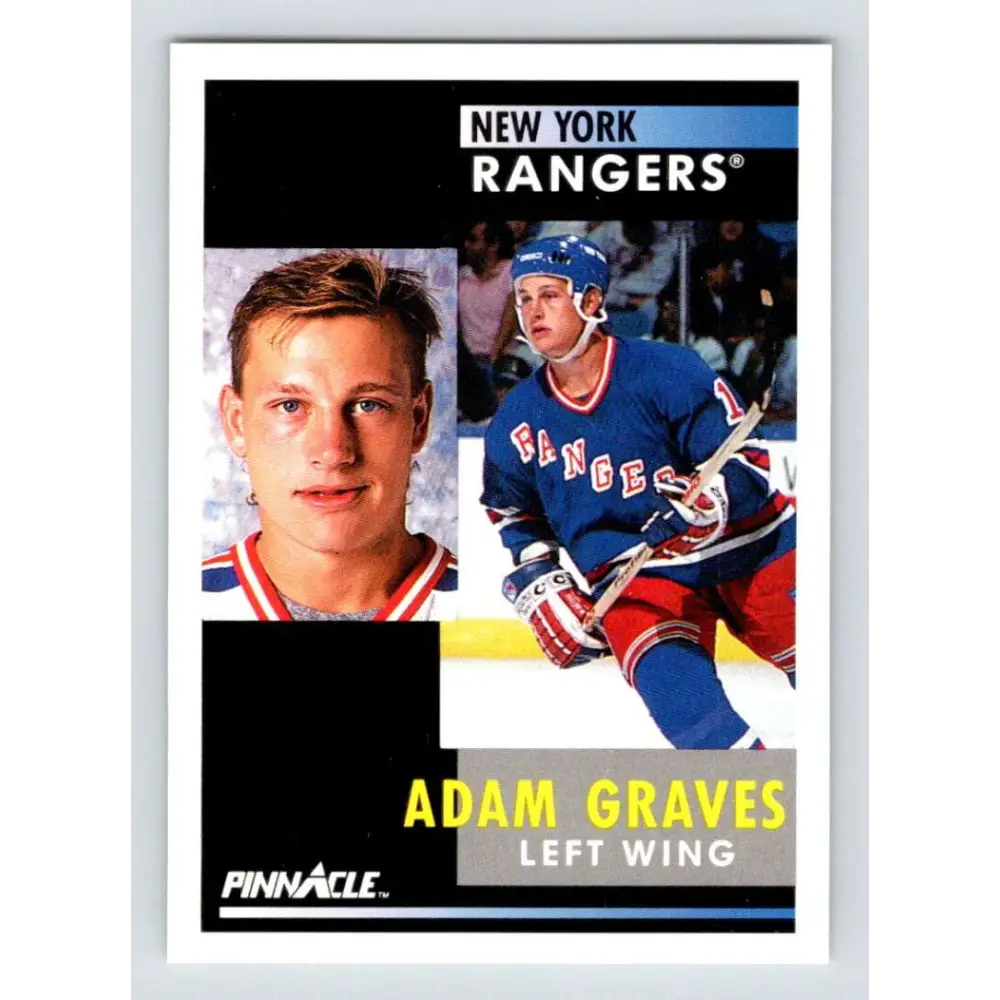 1991-92 Pinnacle #16 Adam Graves NM-MT New York Rangers Hockey Card Image 1