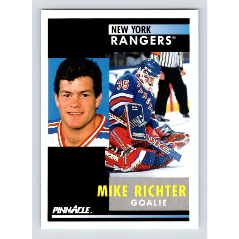 1991-92 Pinnacle #164 Mike Richter NM-MT New York Rangers Hockey Card Image 1