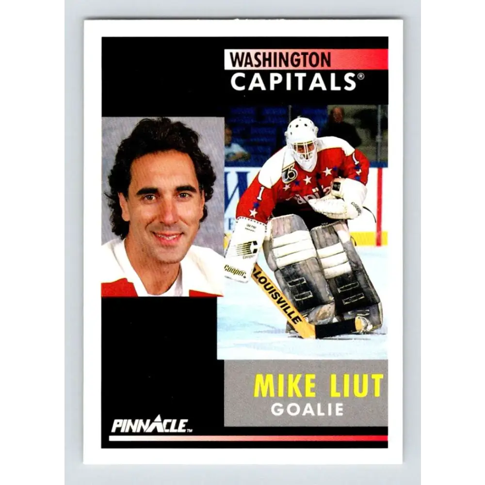 1991-92 Pinnacle #169 Mike Liut NM-MT Washington Capitals Hockey Card Image 1