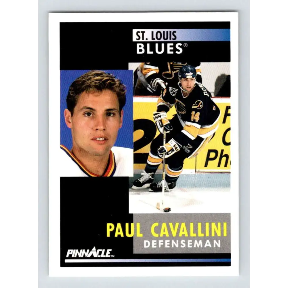 1991-92 Pinnacle #182 Paul Cavallini NM-MT St. Louis Blues Hockey Card Image 1