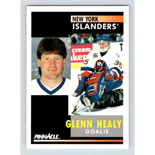 1991-92 Pinnacle #185 Glenn Healy NM-MT New York Islanders Hockey Card Image 1