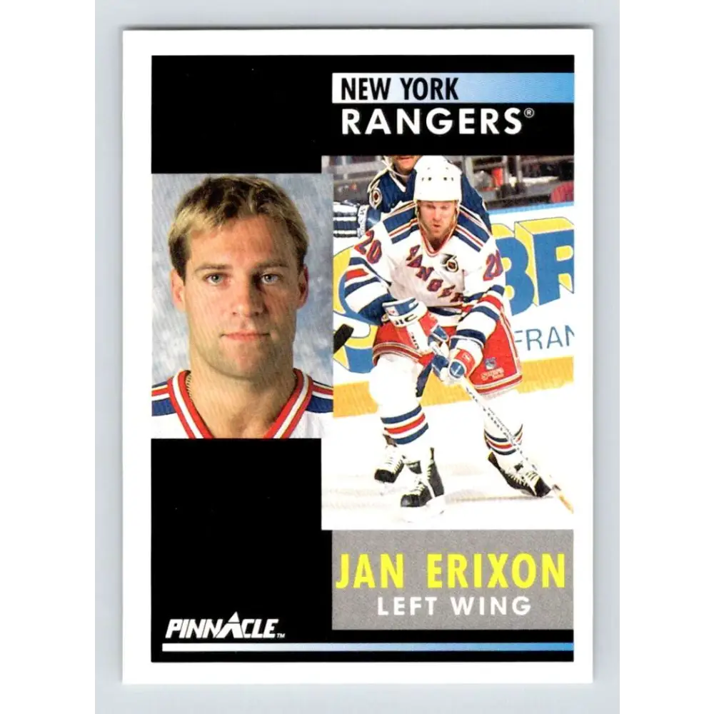 1991-92 Pinnacle #187 Jan Erixon NM-MT New York Rangers Hockey Card Image 1