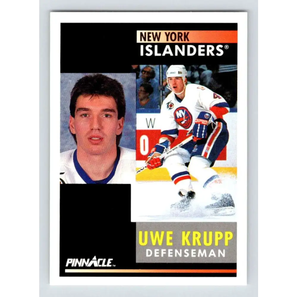1991-92 Pinnacle #19 Uwe Krupp NM-MT New York Islanders Hockey Card Image 1