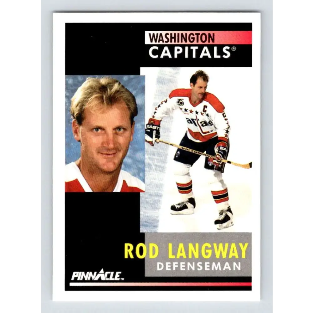 1991-92 Pinnacle #195 Rod Langway NM-MT Washington Capitals Hockey Card Image 1