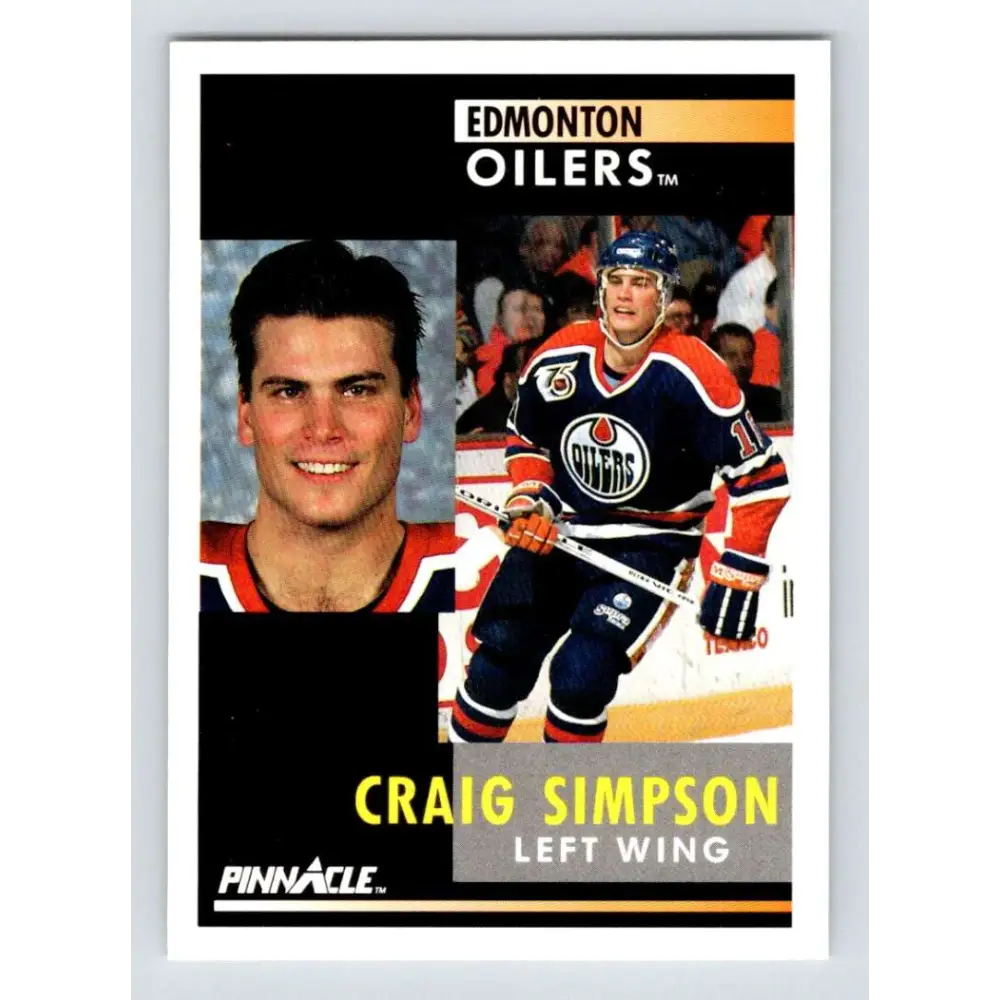1991-92 Pinnacle #196 Craig Simpson NM-MT Edmonton Oilers Hockey Card Image 1
