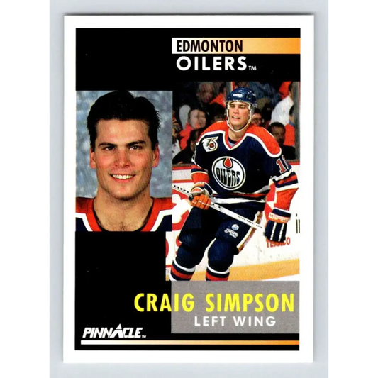 1991-92 Pinnacle #196 Craig Simpson NM-MT Edmonton Oilers Hockey Card Image 1