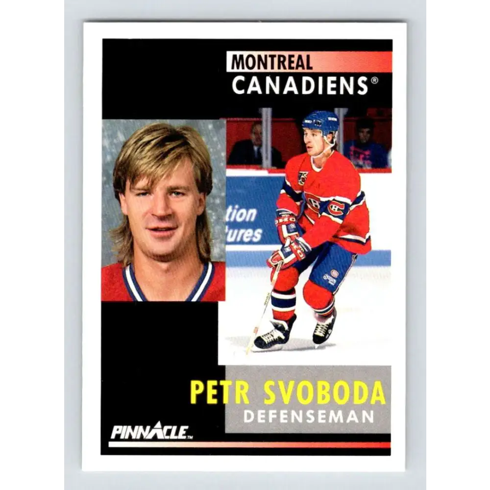 1991-92 Pinnacle #197 Petr Svoboda NM-MT Montreal Canadiens Hockey Card Image 1