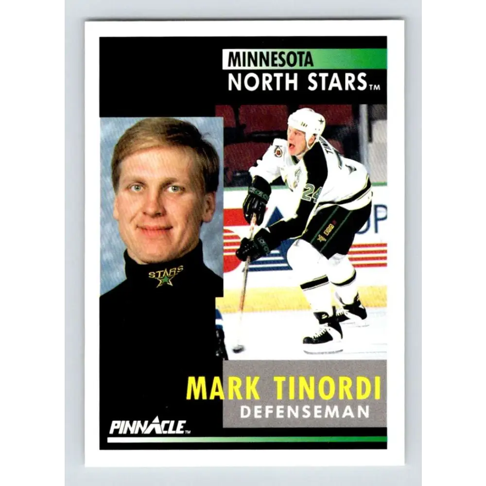 1991-92 Pinnacle #199 Mark Tinordi NM-MT Minnesota North Stars Hockey Card Image 1