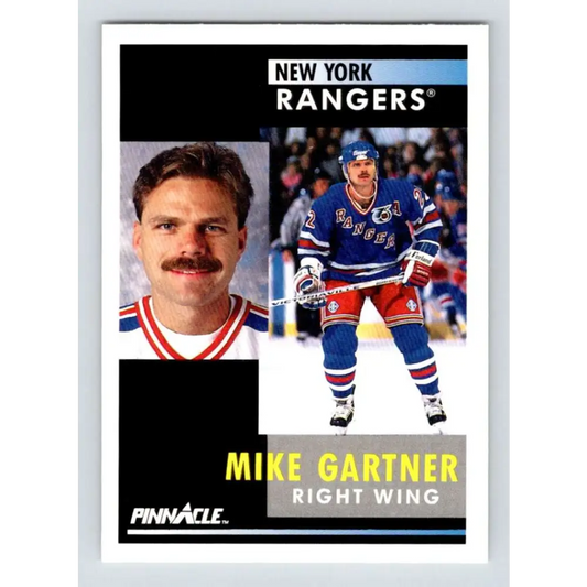 1991-92 Pinnacle #202 Mike Gartner NM-MT New York Rangers Hockey Card Image 1
