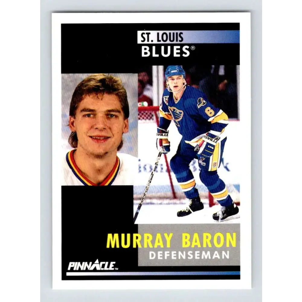 1991-92 Pinnacle #204 Murray Baron NM-MT St. Louis Blues Hockey Card Image 1