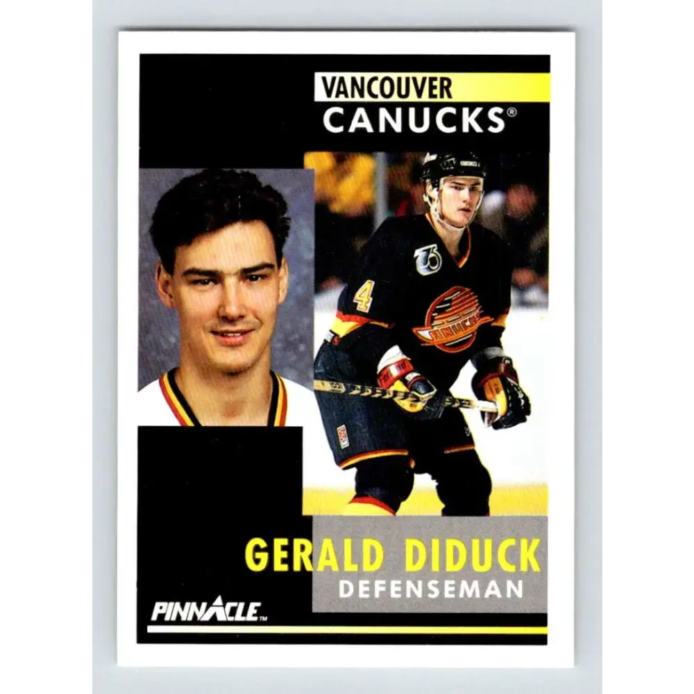 1991-92 Pinnacle #211 Gerald Diduck NM-MT Vancouver Canucks Hockey Card Image 1