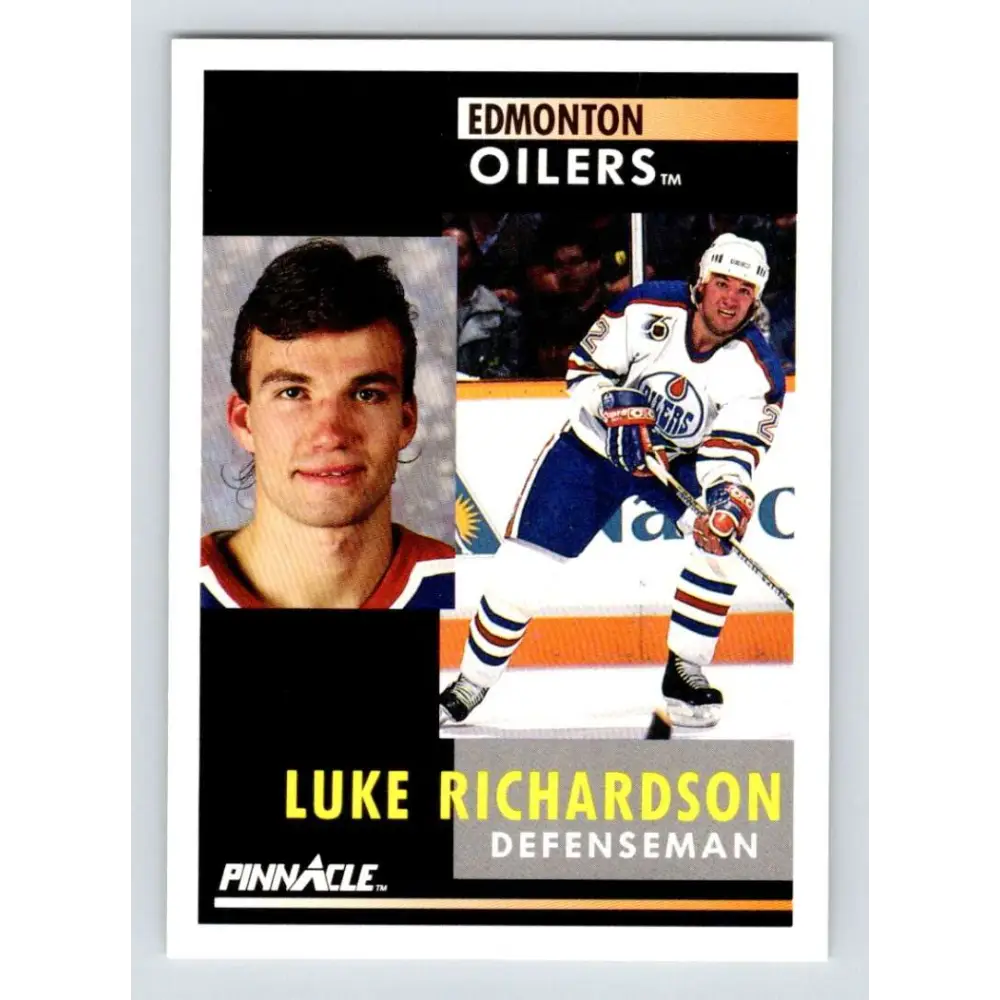1991-92 Pinnacle #212 Luke Richardson NM-MT Edmonton Oilers Hockey Card Image 1
