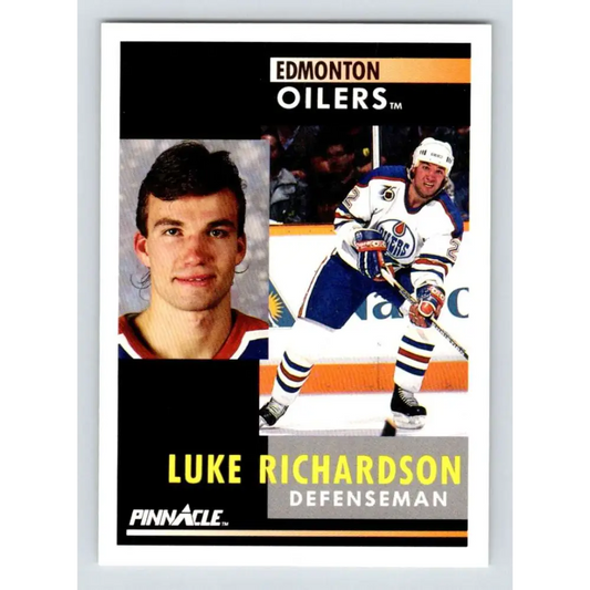 1991-92 Pinnacle #212 Luke Richardson NM-MT Edmonton Oilers Hockey Card Image 1