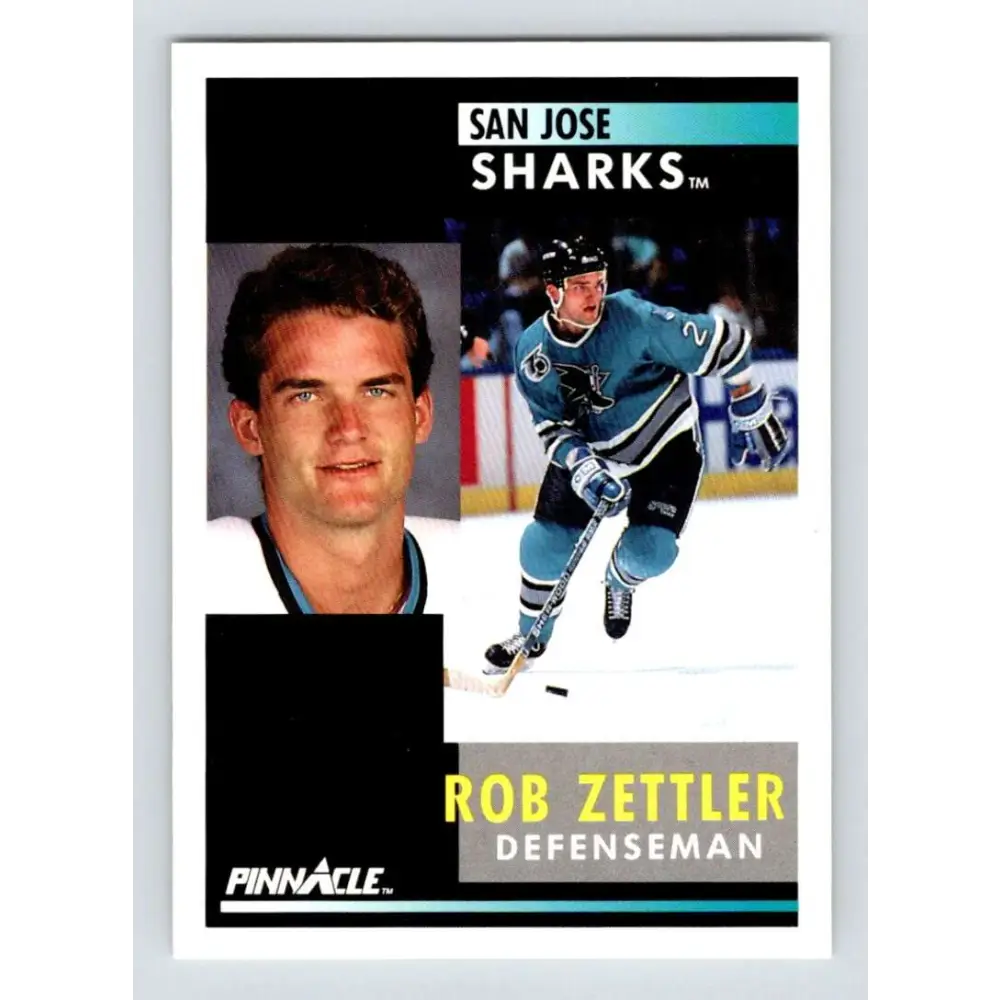 1991-92 Pinnacle #213 Rob Zettler NM-MT San Jose Sharks Hockey Card Image 1