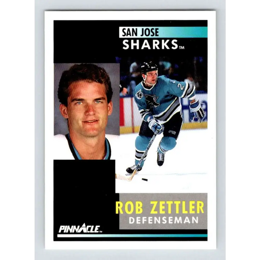 1991-92 Pinnacle #213 Rob Zettler NM-MT San Jose Sharks Hockey Card Image 1